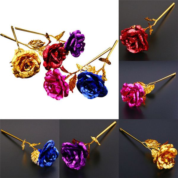 

24k gold foil rose flower wedding decoration flower girlfriend gift lover gold rose plated artificial flowers gift