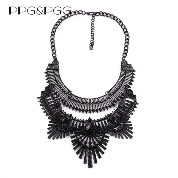 

ppg&pgg 2019 big brand vintage tribal maxi black chain collar chokers women statement necklace femme chunky collier, Silver