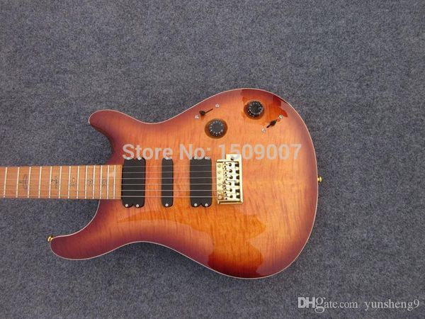 Top in acero Cherry Burst, chitarra elettrica personalizzata 22 con tastiera in acero