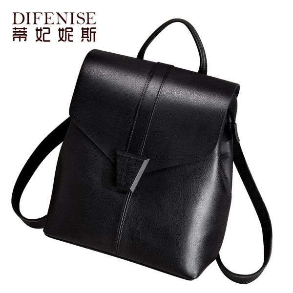

women's backpack casual wild solid color student bag large capacity leather first layer cowhide solid color bag 2020 new simple
