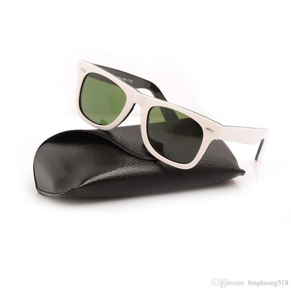 

brand designer glasses plank black and white sunglasses green lens mens womens sunglasses glass lens uv protection sunglasses, White;black