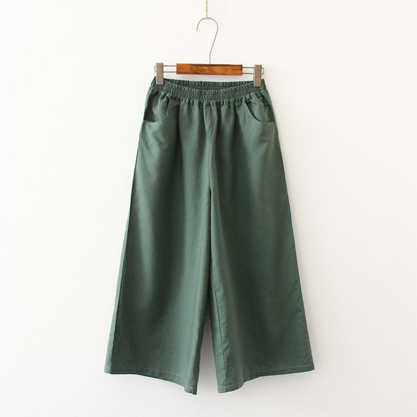 

2019 summer new style versatile solid color elastic waist flax high-waisted slimming casual loose pants women's pants, Black;white