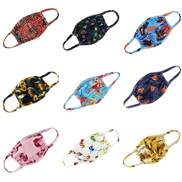 

fashion party anime designer printed face mask fun fancy dress washable mouth muffle mask reusable dust warm windproof cotton ma #, Black