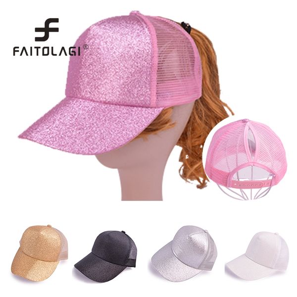 

2019 summer baseball cap women girls outdoor breathable adjustable hats fashion glitter mesh baseball snapback caps, Blue;gray
