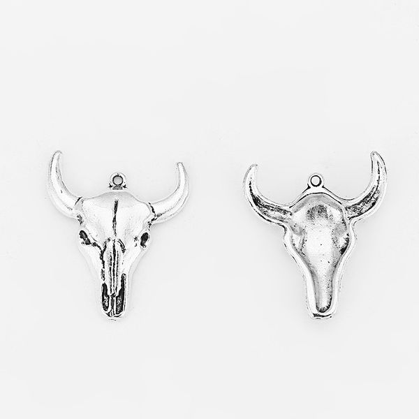 

20pcs antique silver bull/ox/cow/cattle alloy metal skull charm pendant for diy fashion jewelry making accessories findings