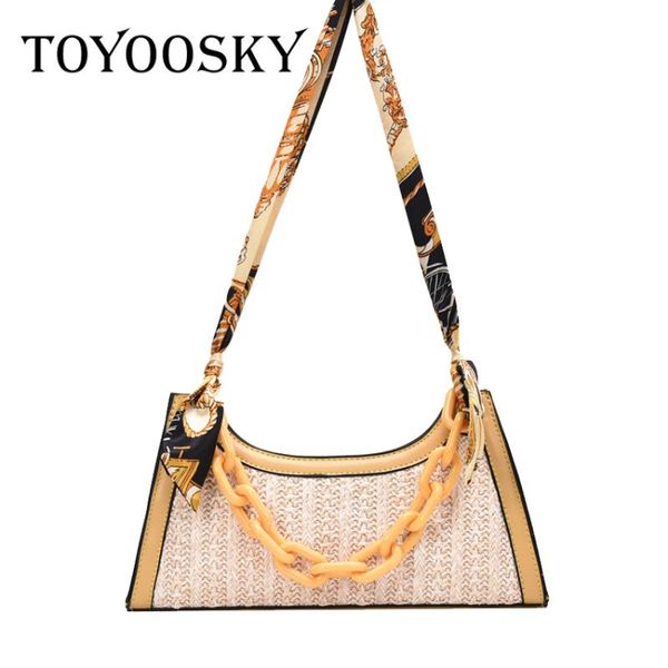 

toyoosky retro women messenger flap handbags straw pu leather street casual solid zipper shoulder bags bolsa mujer with scarf