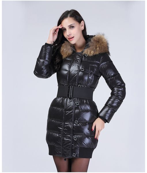 

90% white goose down jacket windproof women down coat snow parkas warm brand clothing winter down jacket outerwear, Black