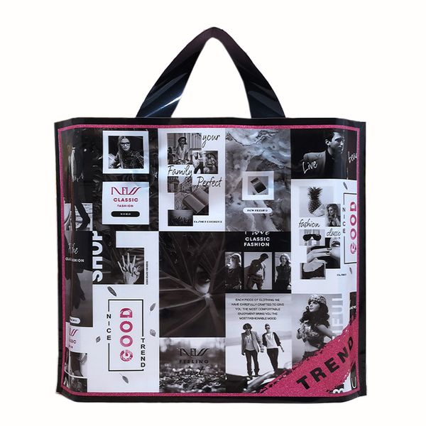 

2020 fashion plastic bag custom pattern cosmetic bags tote shopping bag large size ing