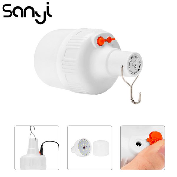 

sanyi 14 pcs led portable lantern built-in battery with power adapter camping light 2 modes emergency light blub tent lamp