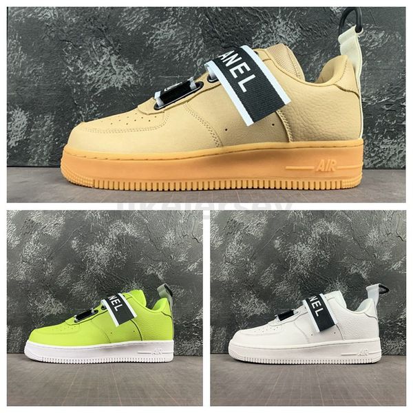 

new forces utility running shoes triple white brown green air one zapatos mens trainer women designer sports sneakers size 36-45, Black