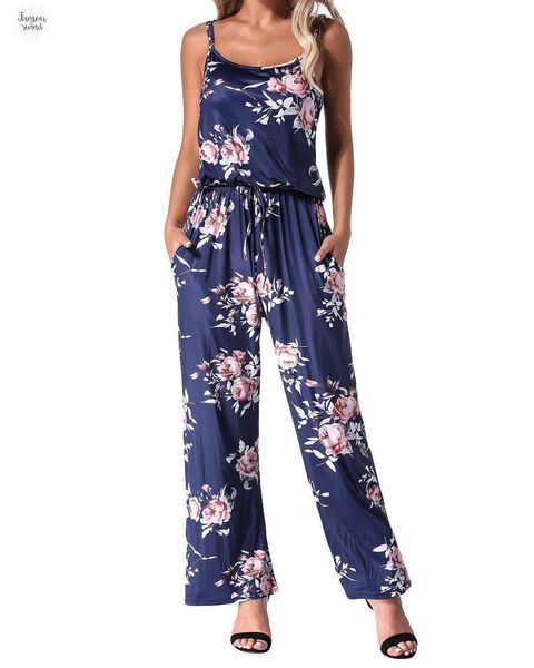 

цветочные лето печать rompers прямые женщины 2019 повседневный комбинезоны sexy backless длинные ноги широкие брюки карманы игровая одежда b, Black;white