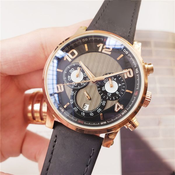 

fashin швейцарский бренд роскошные мужские часы mont time walker кварцевые часы все указатель работы хронограф наручные часы кожаный ремешок, Slivery;brown