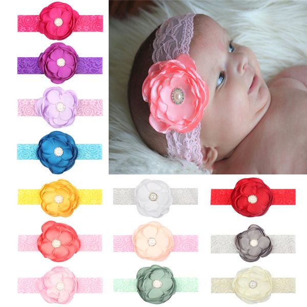 

gorgeous lace headband with burned satin flower rose rhinestone centered girl luxe hairband, Slivery;white