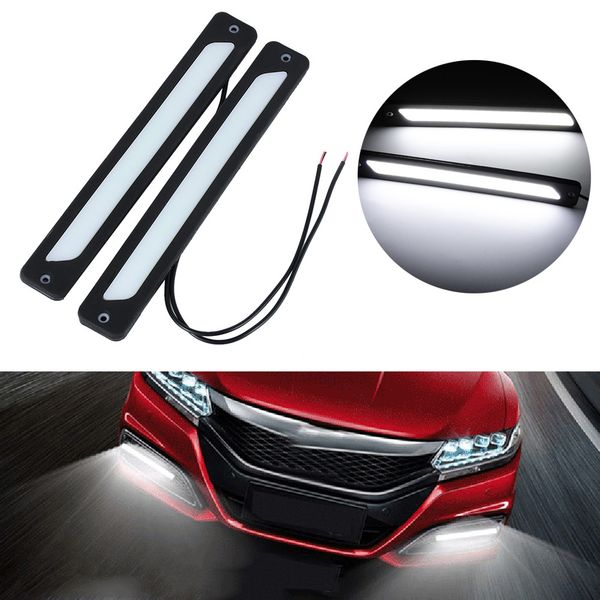 

2pc white drl led car daytime running lights driving bulbs daylight fog light turn signal flexible auto jogging light durable