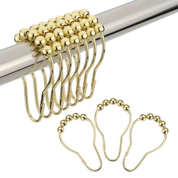 

new 12pcs/pack hooks rings rust-resistant polished shower curtain rings hooks curtain accessories #f