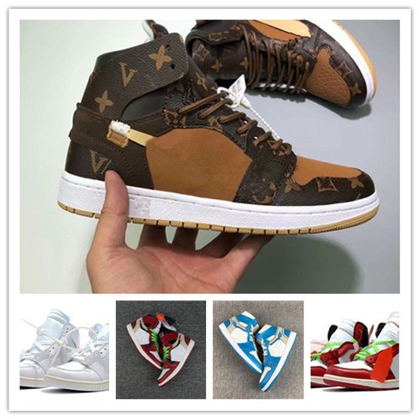 

(with boxes)1 OG Basketball Shoes Mens Chicago red 1S Sneakers off women designers shoes UNC Powder Blue white trainers luxury Sport Shoes