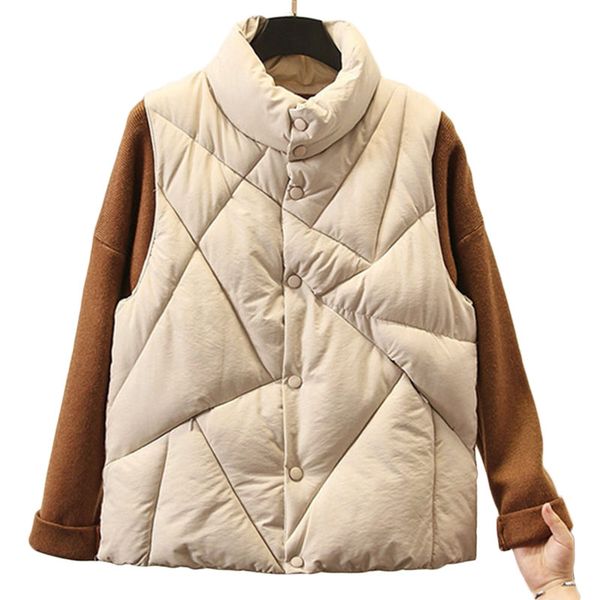 

short vest coat women stand collar sleeveless down cotton vests jackets campera mujer warm waistcoat winter jackets coats f038, Black;white