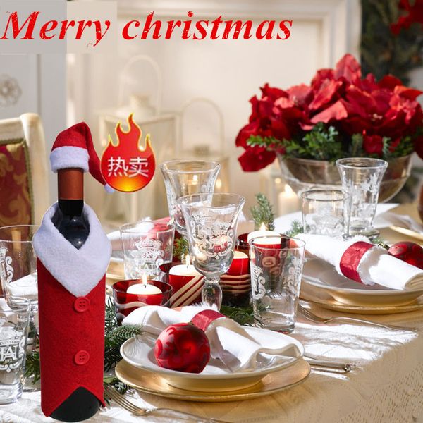 

2pcs/set santa wine bags red wine bottle cover bags christmas dinner table decoration home party supplies