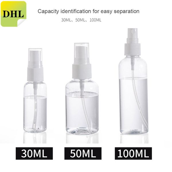 

dhl shipping 30ml 50m 100ml portable plastic spray bottle liquid makeup atomizer pot mini empty cosmetic makeup containers