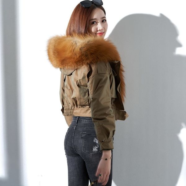 

real fur coat female wool jacket fur collar autumn winter coat women clothes 2020 korean vintage warm short zt4834, Black