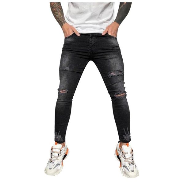 

jean men's pants vintage hole trousers for guys summer europe america style plus size 3xl ripped jeans male streetwear, Blue