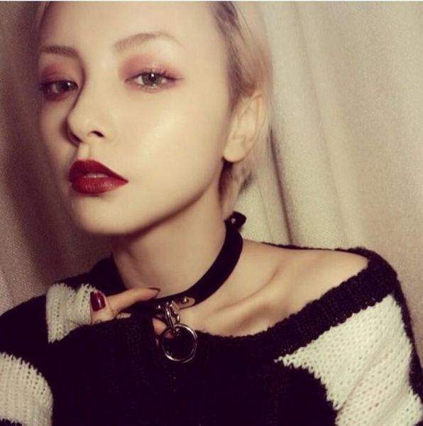 

6 colors pendant necklace collar restraints choker neck punk gothic pu leather hip hop jewelry, Golden;silver