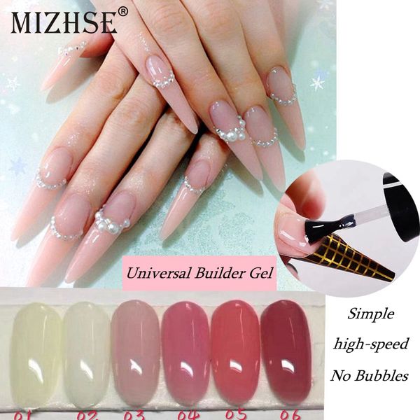 

mizhse quick extension gel polish semi-permanent french nail forms for esmaltes gel uv led hybrid false nail need base 10ml