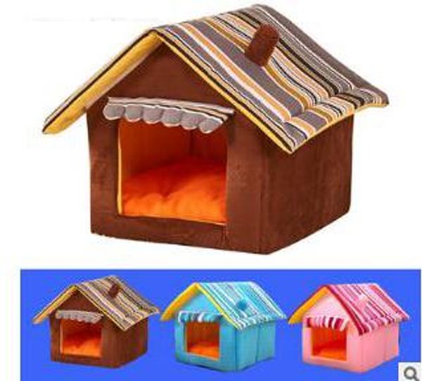 

striped removable cover pet house dog cat sleeping house fashion puppy teddy kitten warm breathable bed