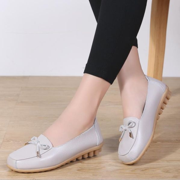 

2019 new spring and autumn women's shoes fashion round head bowknot soft bottom leather flats women casual shoes, Black