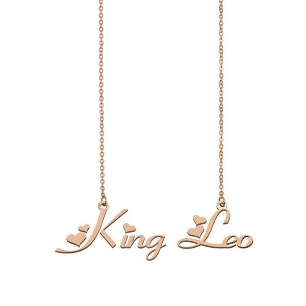 

king-leo nameplate necklace women custom pendant name charms for girls friends birthday wedding gift stainless steel, Silver