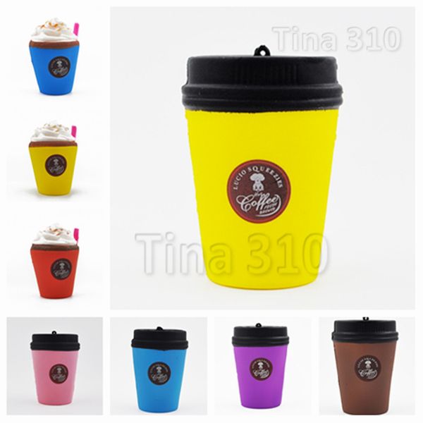 

new cute squishy coffee cup slow rising jumbo milk bag pendant soft coffee cup model kids fun decompression toys t2g5016