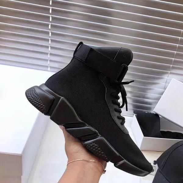 

международный бренд дизайнер кроссовки speed trainer черный красный звездный тройной черный мода плоские носки сапоги повседневная обувь бег, Black