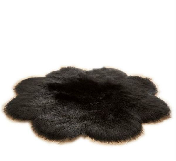 

new plum blossom shaped soft fluffy bedroom faux fur fake wool sheepskin rugs warm hairy dining room home carpet anti-skid floor mat