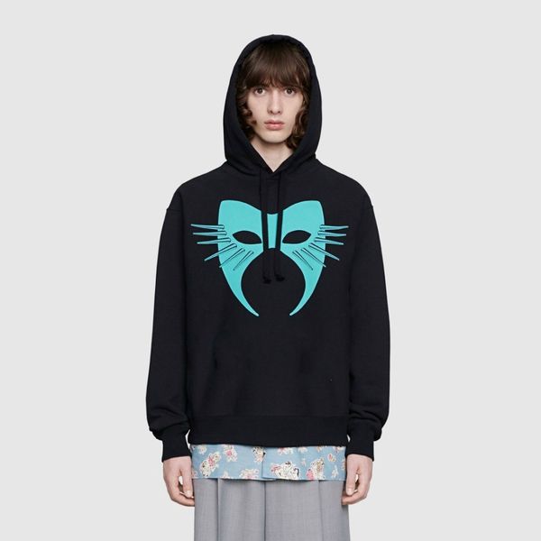 

luxury designer hooded sweater mask cut printing pattern sweatshirt fashion cotton women mens designer hoodies hfwpwy261, Black