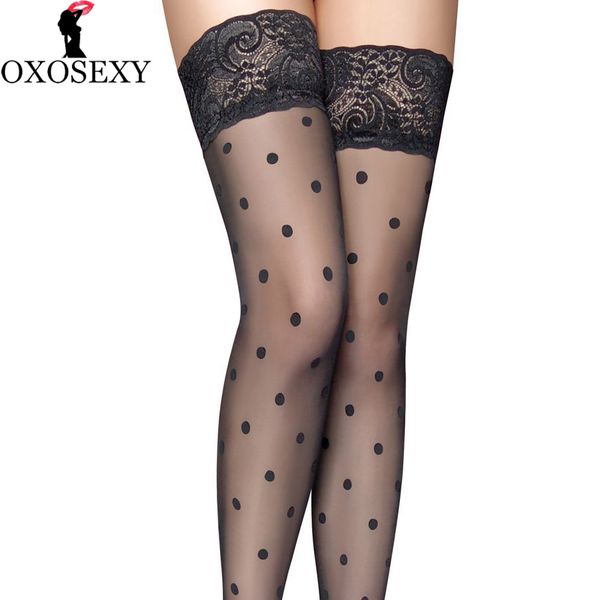 

ultra-thin widen lace skin black dot women stockings fishnet stocking high over knee thigh high stockings lingerie 362, Black;white