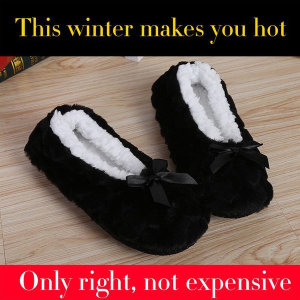 

winter shoes fur slippers women slip on cute home floor slippers warm soft plush house women flat casual shoes black