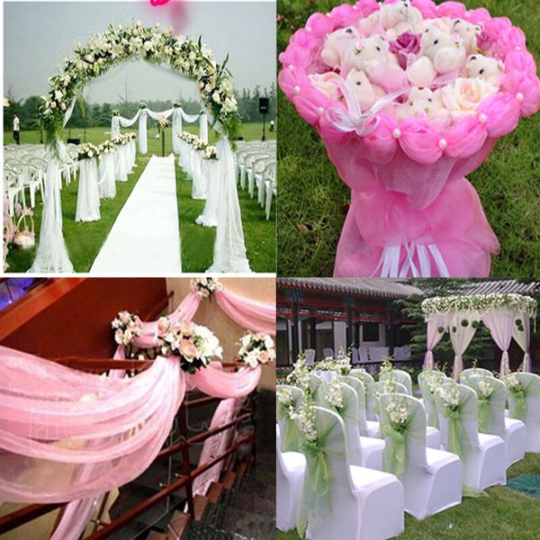 

394 x 53 inch sheer scarf organza table runner wedding swags valance reception backdrop curtain baby shower tulle rolls table decor