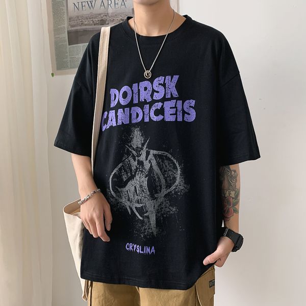 

лето короткие рукава harajuku корея моды черный tshirt streetwear one piece hip hop rock punk мужчины лучшие тис тенниски одежды, White;black