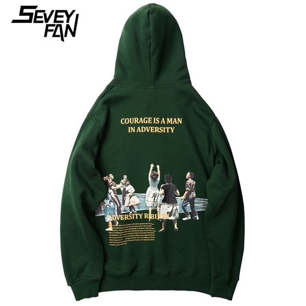 

seveyfan harajuku characters printed sweatshirts men's hip hop pullover hoodies men/women casual fleece sweatshirts, Black