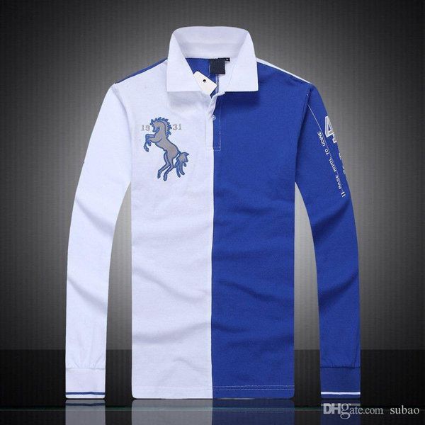 

poloshirt solid polo long sleev new casual polo shirt men big small horse crocodile long-sleeve men's polos new, White;black