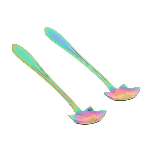 

2 pieces flower coffee teaspoons gold plating mixing spoons