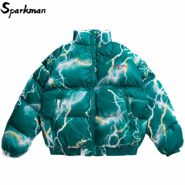 

2019 hip hop jacket parka print streetwear men windbreaker harajuku winter padded jacket coat warm outwear hipster, Black