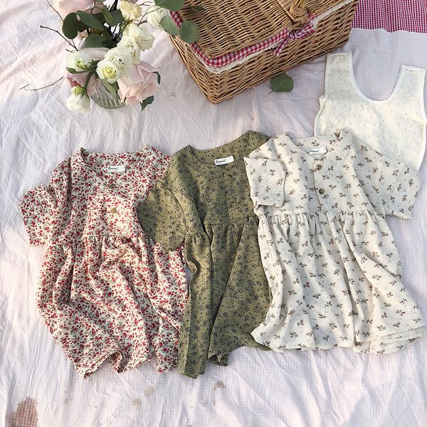 

new 2020 summer baby girls floral printed chiffon dresses korean style kids clothes casual loose children dress, Red;yellow