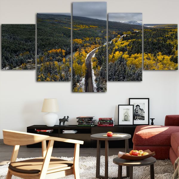

forest road canvas posters home decor wall art framework 5 pieces paintings for living room hd prints modern pictures