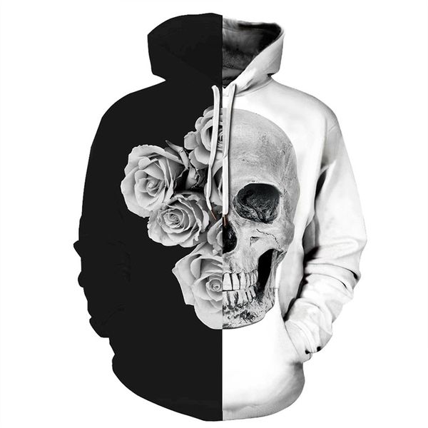 

new style men's designer hoodies stretch sweatshirts hip hop pullovers sportswear 3d printing skulls couples with clothing s-5xl 120, Black
