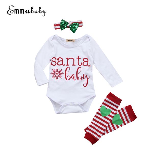 

christmas baby girl clothes set cute xmas newborn romper +headband+leg warmer 2017 new outfit bebes baby girls clothing sets, Pink;blue