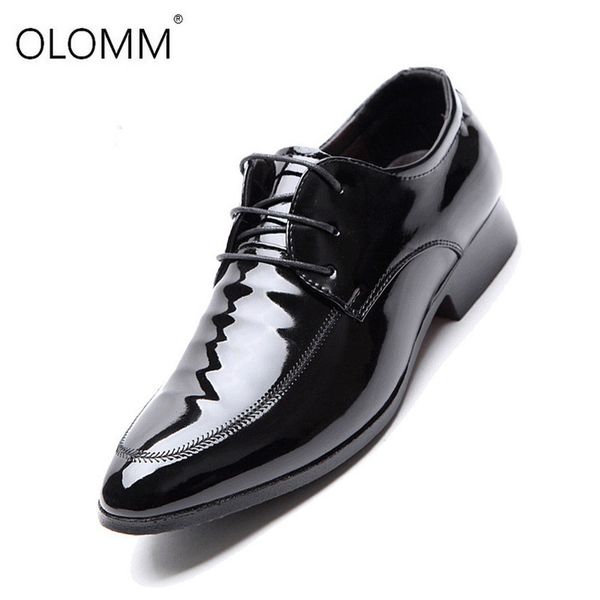 

brand business dress shoes mens casual lace-up shoes bright formal men zapatos de vestir para hombre wedding for men, Black