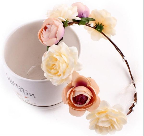

garland headdress korean mori girl super fairy rattan flower leaves, Silver