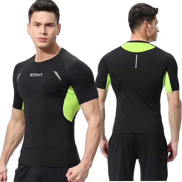 

compression shirt workout sport running t-shirt short jogging tshirt men fitness jersey rashgard gym shirt men sportswear, Black;blue