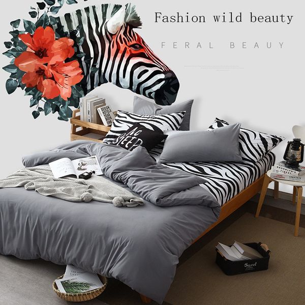 

classic bedding set 4 size grey blue flower bed linen 3/4pcs/set duvet cover set pastoral bed sheet ab side duvet cover 2018